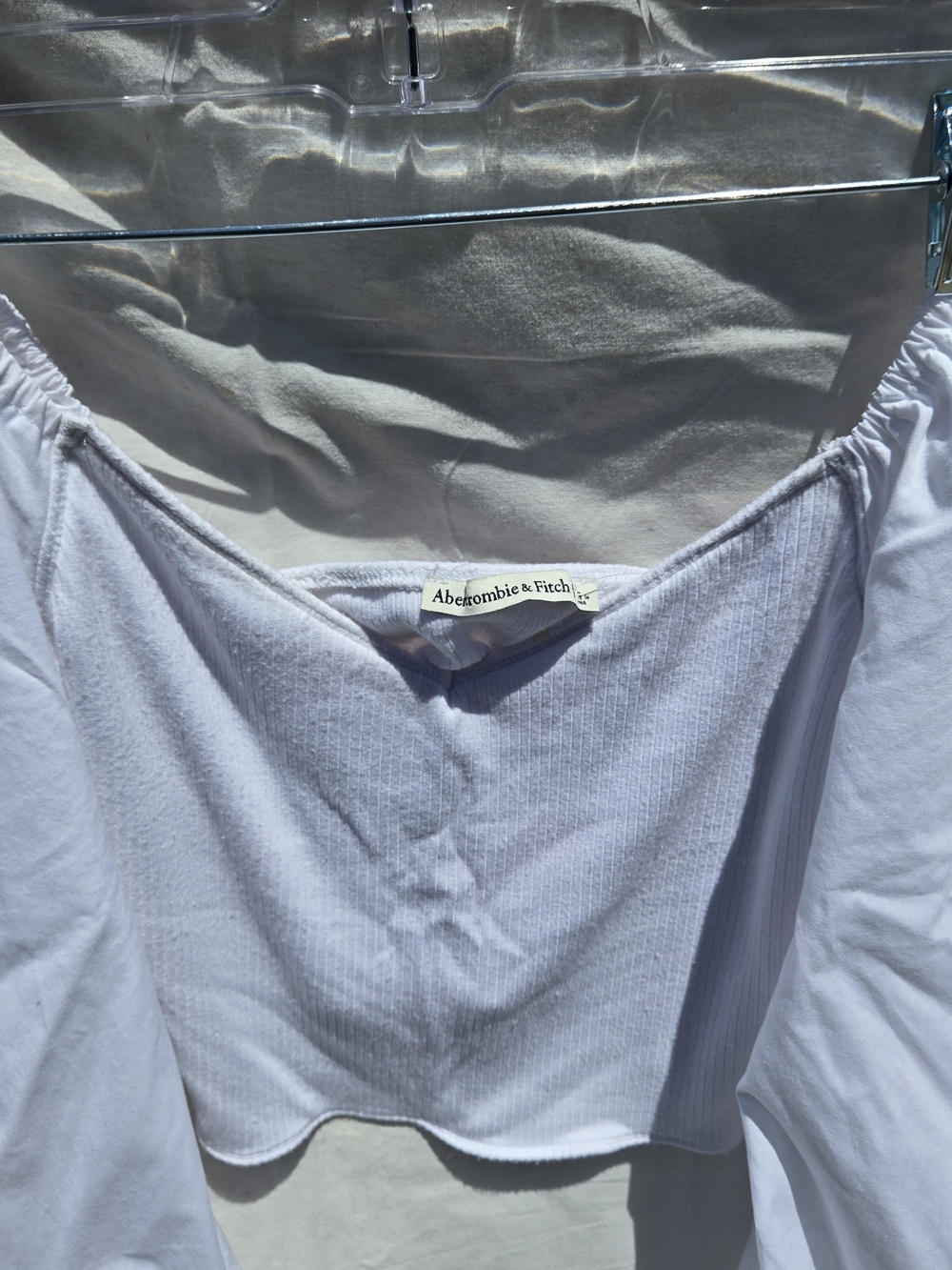 Abercrombie & Fitch White Ribbed Crop Top